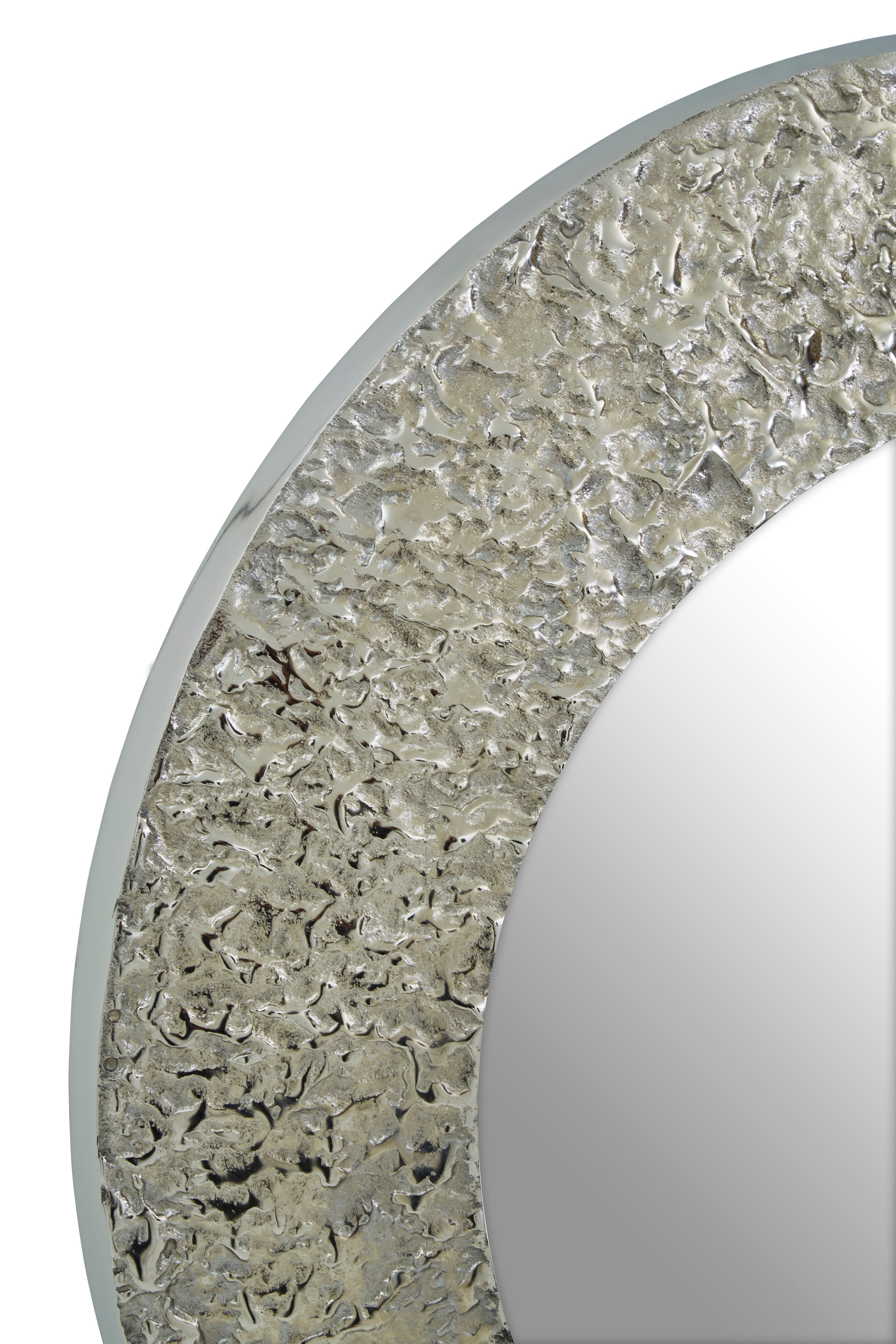 Koby Textured Nickel Round Wall Mirror